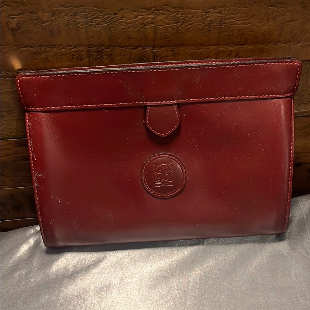 Red Leather Cosmetic Bag or cloth with Sophisticated Design vintage
